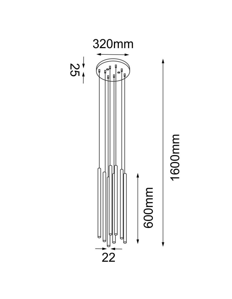 Pendant tube lamps - Shilo Pendant lamp Kosame 8 - Gold (600 mm) 5203 - product kolory-swiatla.pl 2