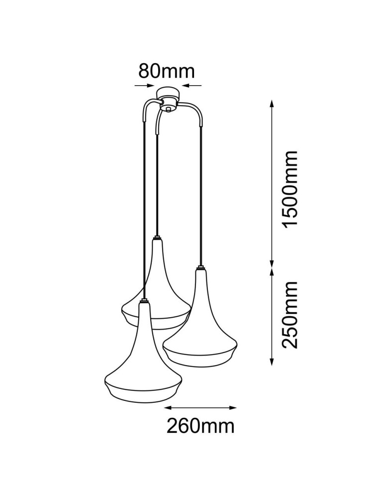 Shilo Lampa wisząca Mahaka 3 - Czarna (500 mm) 5174