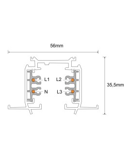 Shilo Flush-mounted busbar 3F 230V - Black (2 m) 8103 - product 2
