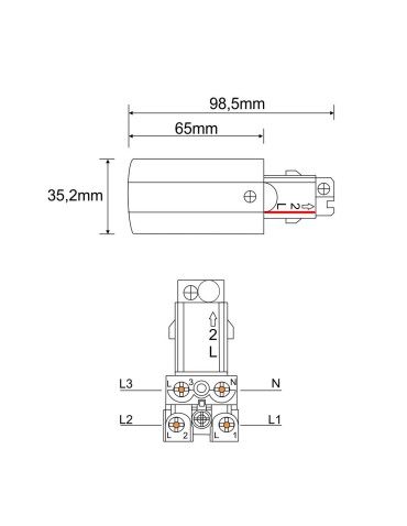 Shilo Power supply left for 3F 230V busbar - Black 8105 - product 2