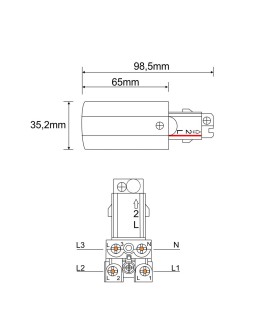 Shilo Zasilanie lewe do szynoprzewodu 3F 230V - Białe 8106 - produkt 2