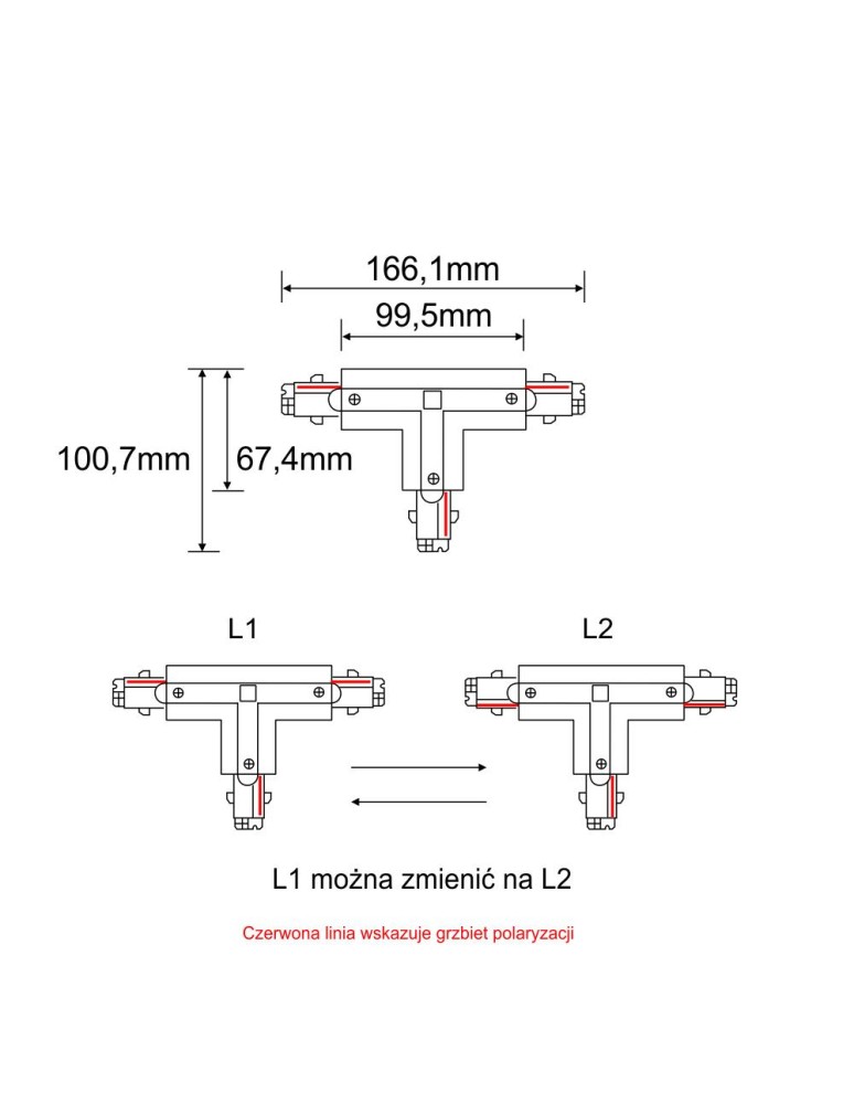 Accessories for 3 phase busbars - Shilo Replacement T switch left rail 3F 230V - Black 8123 - product kolory-swiatla.pl 2