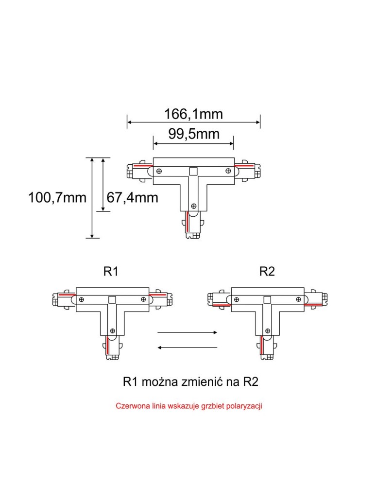 Accessories for 3 phase busbars - Shilo Replacement T switch right rail 3F 230V - Black 8125 - product kolory-swiatla.pl 2