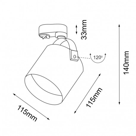 Shilo Spot Tenri - Czarny - Szynoprzewód 3F 230V 6616