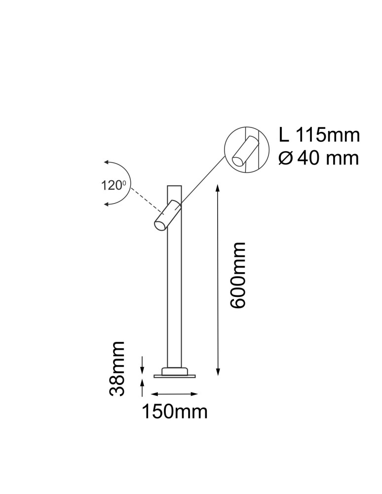 Garden lamps - Shilo Garden Post Gosen 1 - Anthracite (600 mm) 9909 - product kolory-swiatla.pl 2