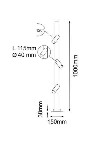 Shilo Garden Post Gosen 3 - Anthracite (1000 mm) 9911 - product 2