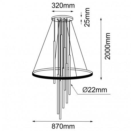 Amplex Lampa wisząca Luna - Mosiądz mat-czarna 3000K 5215