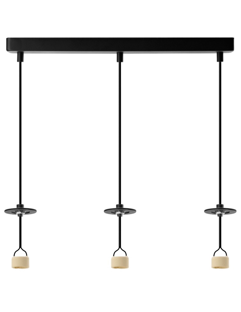 Pendant lamps on a strip - Azzardo LUCAS BASE 3L Pendant GU10 BK Black Mat 3xGU10 Triple Pendant Lamp without Shades (shades ordered separately) AZ6162 - product kolory-swiatla.pl 1