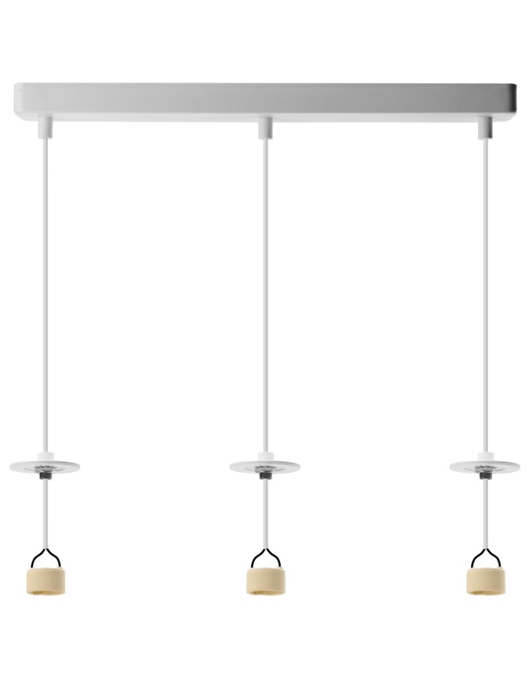 Pendant lamps on a strip - Azzardo LUCAS BASE 3L Pendant GU10 WH White 3xGU10 Triple Pendant Lamp without Shades (shades ordered separately) AZ6163 - product kolory-swiatla.pl 1
