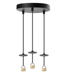 Triple pendant lamps - Azzardo LUCAS BASE 3R Pendant GU10 BK Black Mat 3xGU10 Triple Pendant Lamp without Shades (shades ordered separately) AZ6158 - product 1