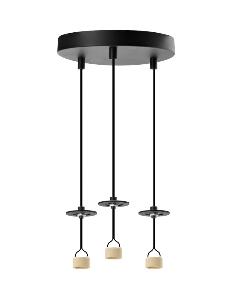 Triple pendant lamps - Azzardo LUCAS BASE 3R Pendant GU10 BK Black Mat 3xGU10 Triple Pendant Lamp without Shades (shades ordered separately) AZ6158 - product kolory-swiatla.pl 1