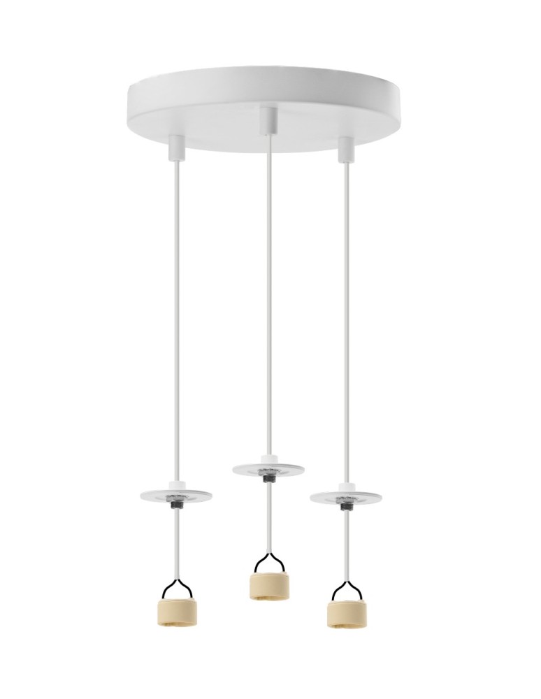 Triple pendant lamps - Azzardo LUCAS BASE 3R Pendant GU10 WH White 3xGU10 Triple Pendant Lamp without Shades (shades ordered separately) AZ6159 - product kolory-swiatla.pl 1