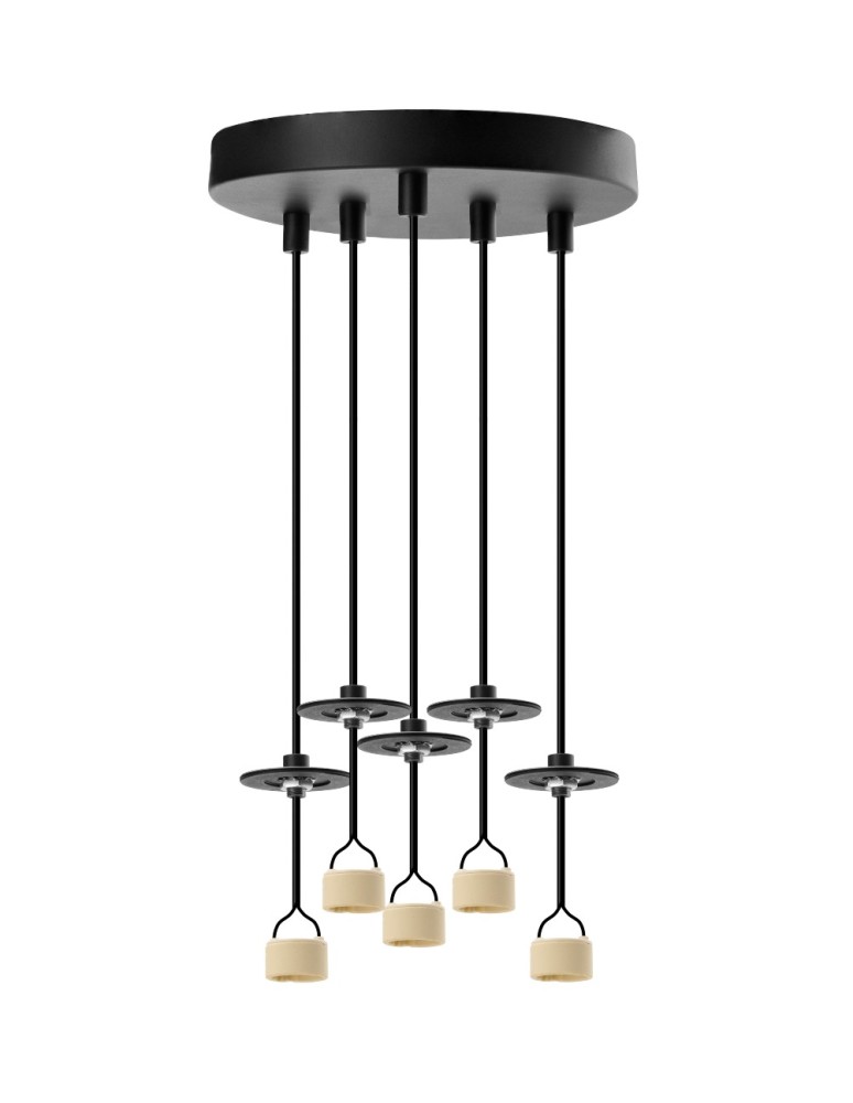 5 point pendant lamps - Azzardo LUCAS BASE 5L TOP GU10 BK Black Mat 5xGU10 Pendant Lamp without Shades (shades to be ordered separately) AZ6191 - product kolory-swiatla.pl 1