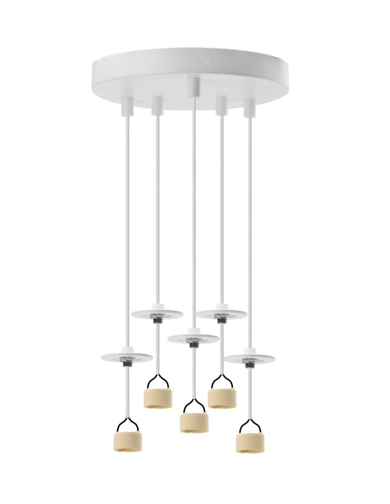 5 point pendant lamps - Azzardo LUCAS BASE 5L TOP GU10 WH White 5xGU10 Pendant Lamp without Shades (shades to be ordered separately) AZ6192 - product kolory-swiatla.pl 1