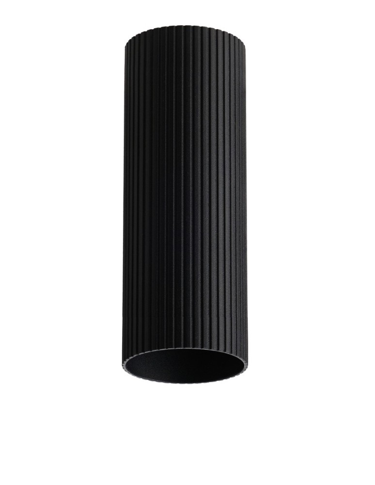 Lampshades of lighting systems - Azzardo LUCAS RIBBED TUBE 40 BK Black Mat Fluted Tube Shade for Completed Lamp AZ6142 - product kolory-swiatla.pl 1