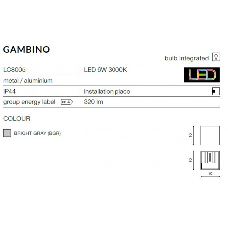 Azzardo GAMBINO WHITE 1xLED Ścienna Biały IP54 AZ0950