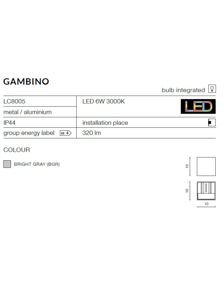 Outdoor wall lamps - Azzardo GAMBINO WHITE 1xLED Wall-mounted White IP54 AZ0950 - product kolory-swiatla.pl 6