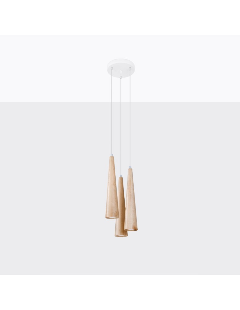 Pendant lamps - Sollux SULA 3P pendant lamp natural wood SL.1101 - product kolory-swiatla.pl 2
