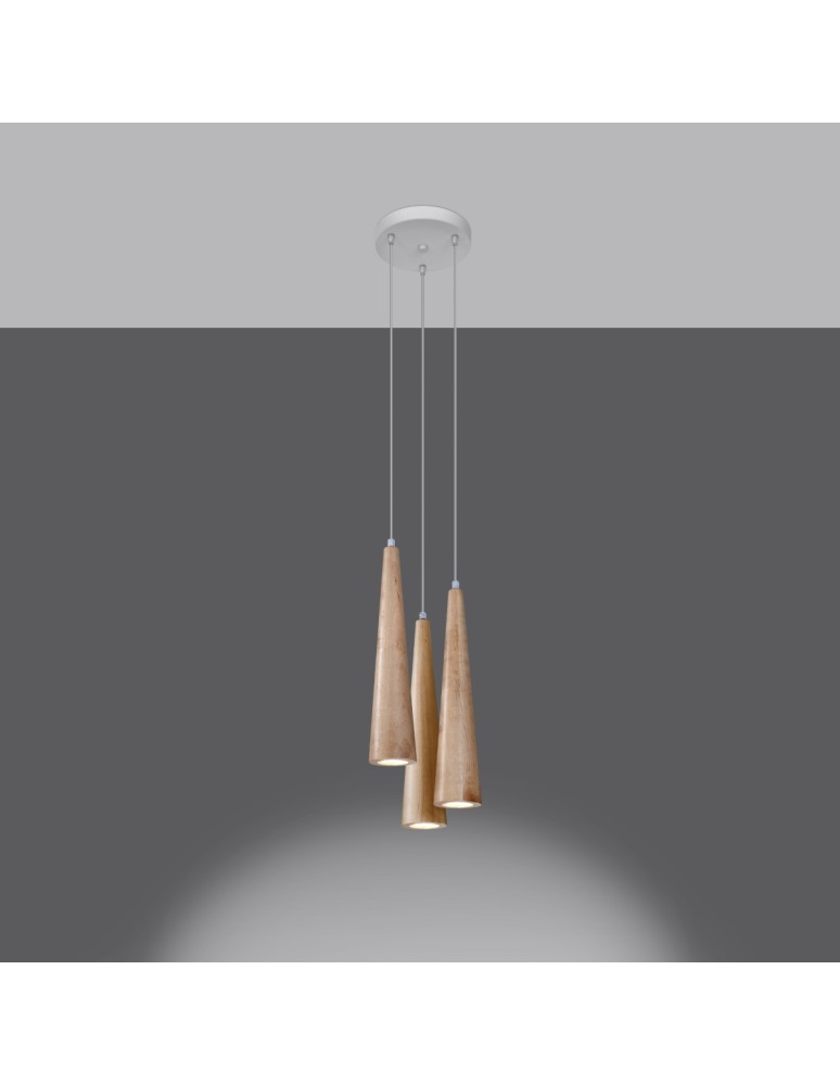 Pendant lamps - Sollux SULA 3P pendant lamp natural wood SL.1101 - product kolory-swiatla.pl 3