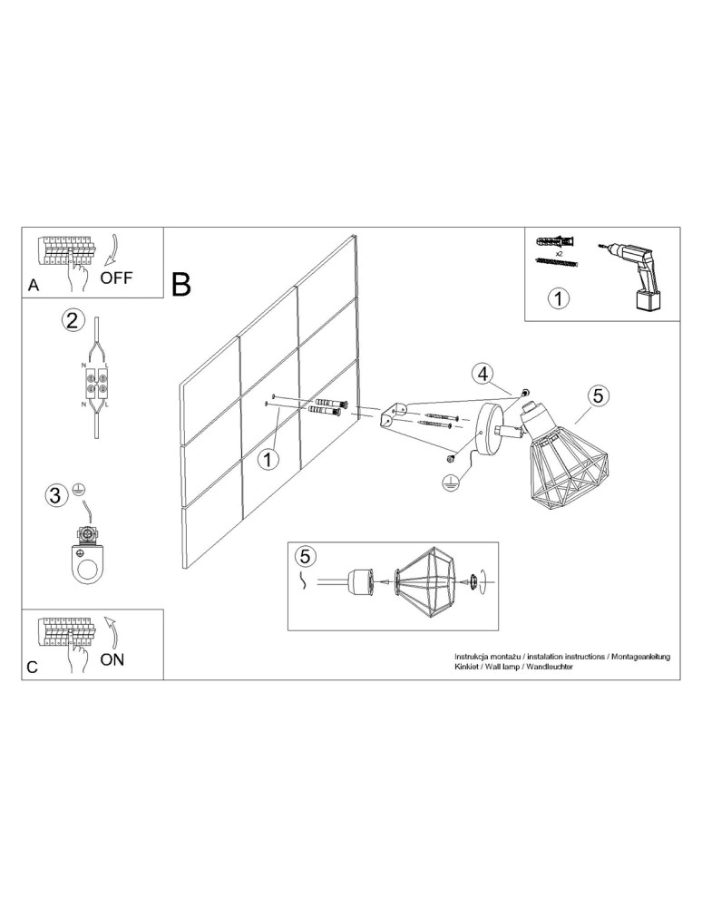 Wall lamps - Sollux Wall lamp ARTEMIS 1 black SL.1105 - product kolory-swiatla.pl 6