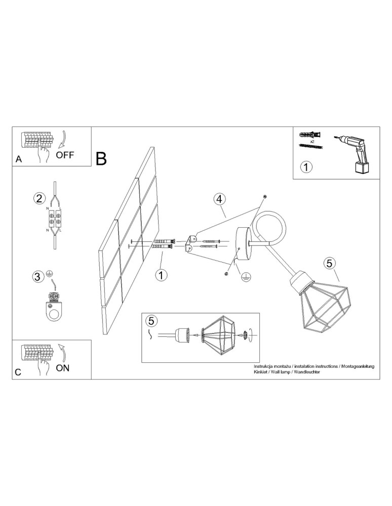 Wall lamps - Sollux Wall lamp ARTEMIS 1S black SL.1108 - product kolory-swiatla.pl 6