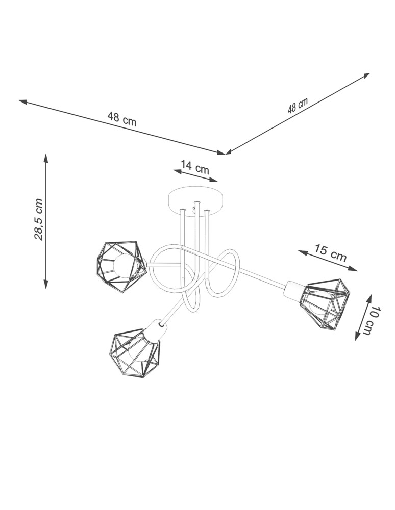 Chandeliers - Sollux Chandelier ARTEMIS 3S black SL.1109 - product kolory-swiatla.pl 5