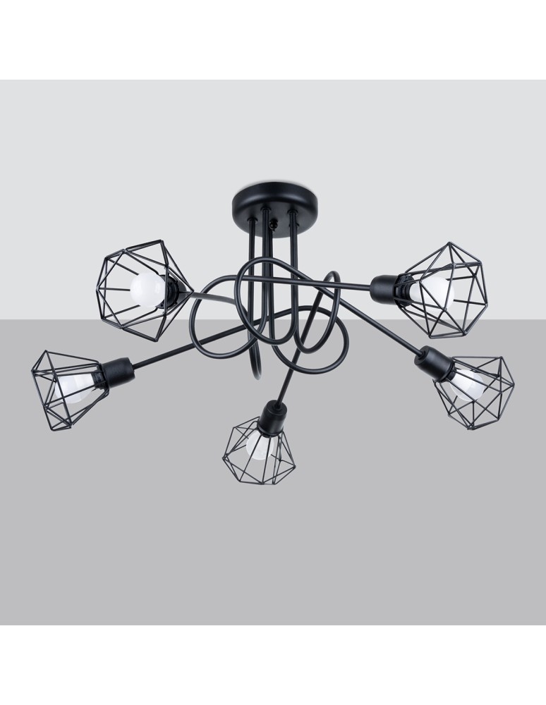 Chandeliers - Sollux Chandelier ARTEMIS 5S black SL.1110 - product kolory-swiatla.pl 2