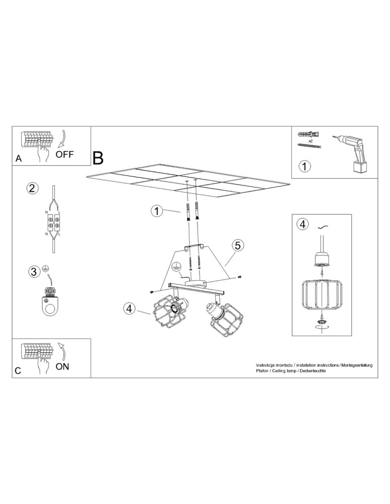 Adjustable ceiling lamps - spots - Sollux Plafond BELUCI 2 white SL.1112 - product kolory-swiatla.pl 6