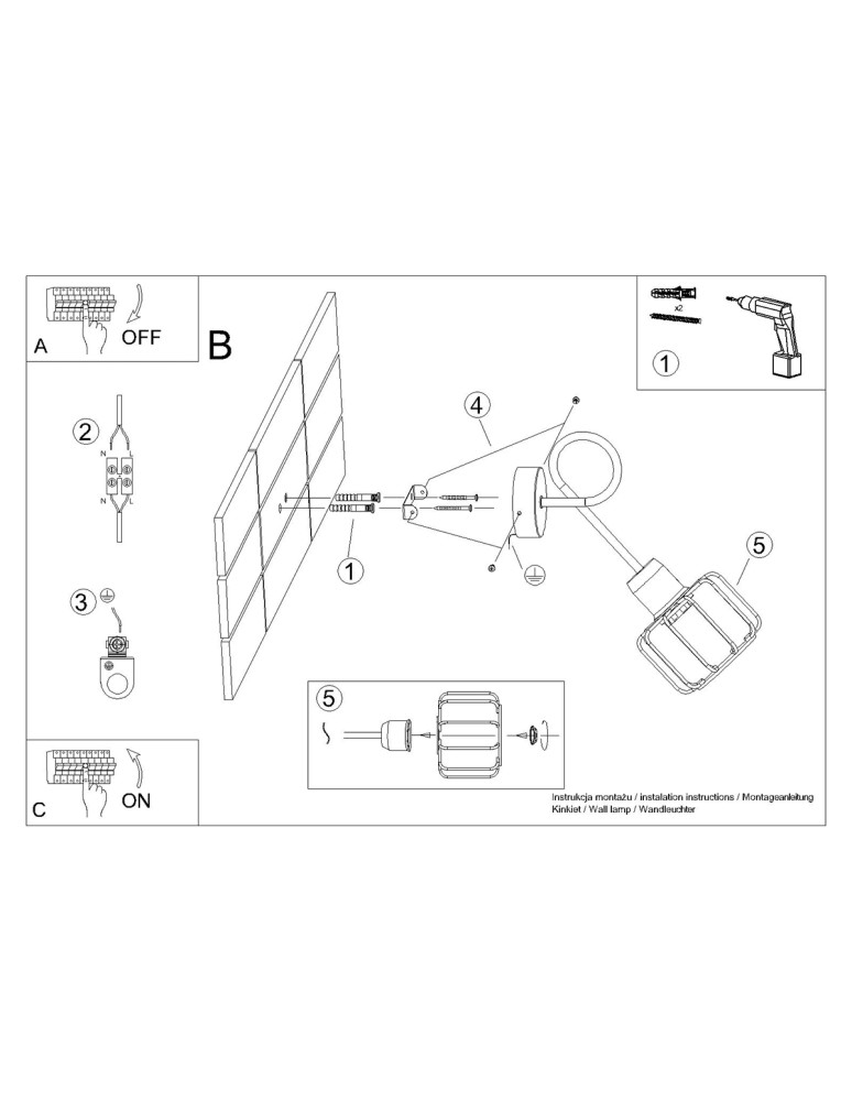 Wall lamps - Sollux Wall lamp BELUCI 1S black SL.1117 - product kolory-swiatla.pl 6