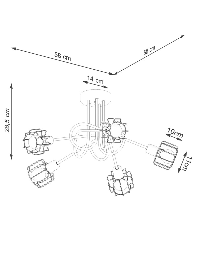 Chandeliers - Sollux Chandelier BELUCI 5S black SL.1119 - product kolory-swiatla.pl 5
