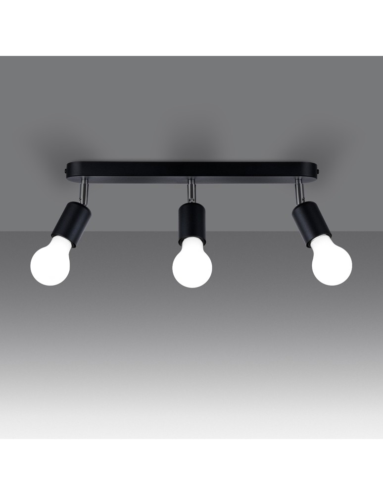 Adjustable ceiling lamps - spots - Sollux Plafond FORNES 3 black SL.1122 - product kolory-swiatla.pl 3
