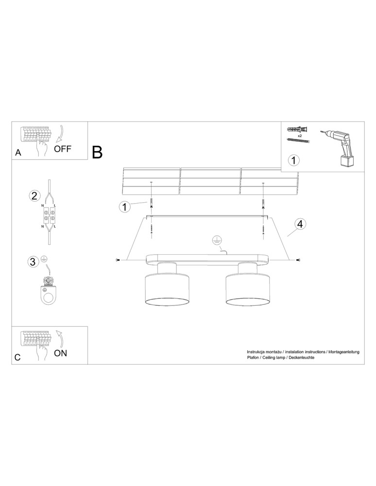 Ceiling lamps - Sollux Plafond SAVAR 2 black SL.1130 - product kolory-swiatla.pl 6