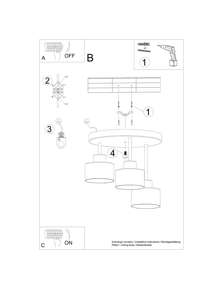 Ceiling lamps - Sollux Plafond SAVAR 3 black SL.1131 - product kolory-swiatla.pl 6