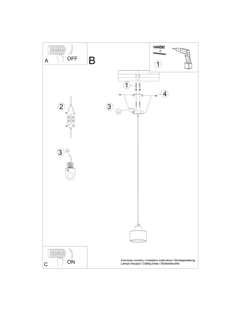 Pendant lamps - Sollux SAVAR 1 pendant lamp black SL.1132 - product kolory-swiatla.pl 6