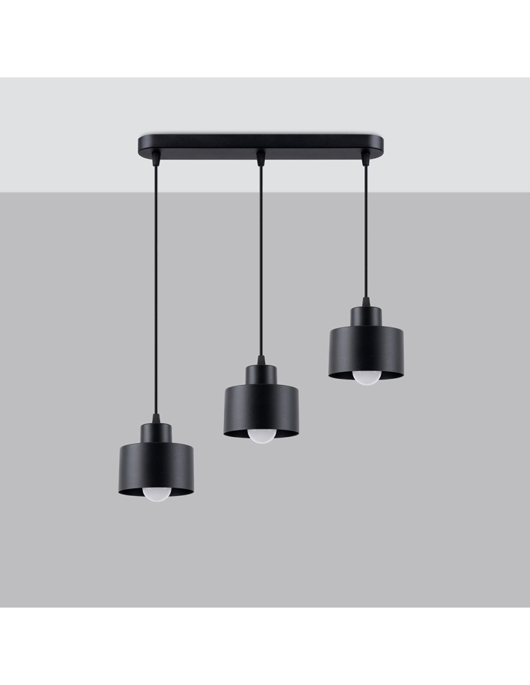 Pendant lamps on a strip - Sollux SAVAR 3 pendant lamp black SL.1133 - product kolory-swiatla.pl 2