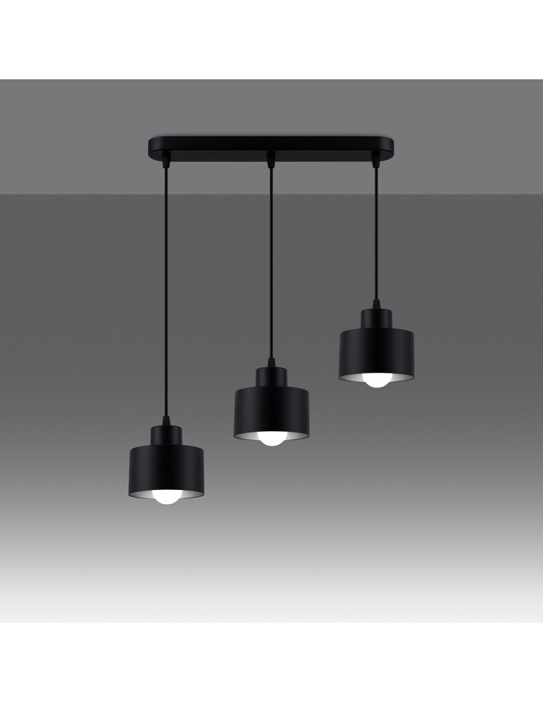 Pendant lamps on a strip - Sollux SAVAR 3 pendant lamp black SL.1133 - product kolory-swiatla.pl 3