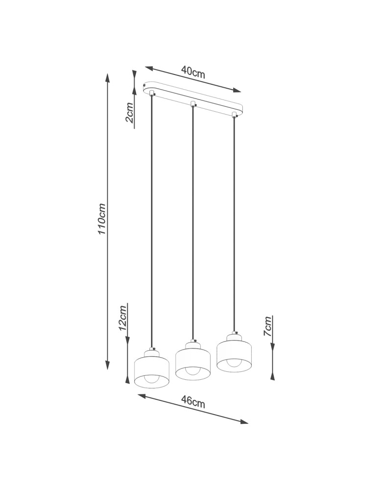 Pendant lamps on a strip - Sollux SAVAR 3 pendant lamp black SL.1133 - product kolory-swiatla.pl 5