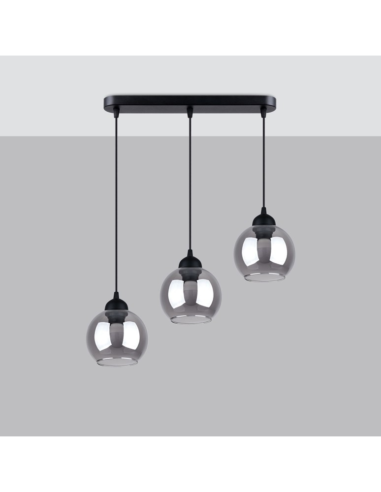 Pendant lamps on a strip - Sollux ALINO 3 pendant lamp black SL.1142 - product kolory-swiatla.pl 2