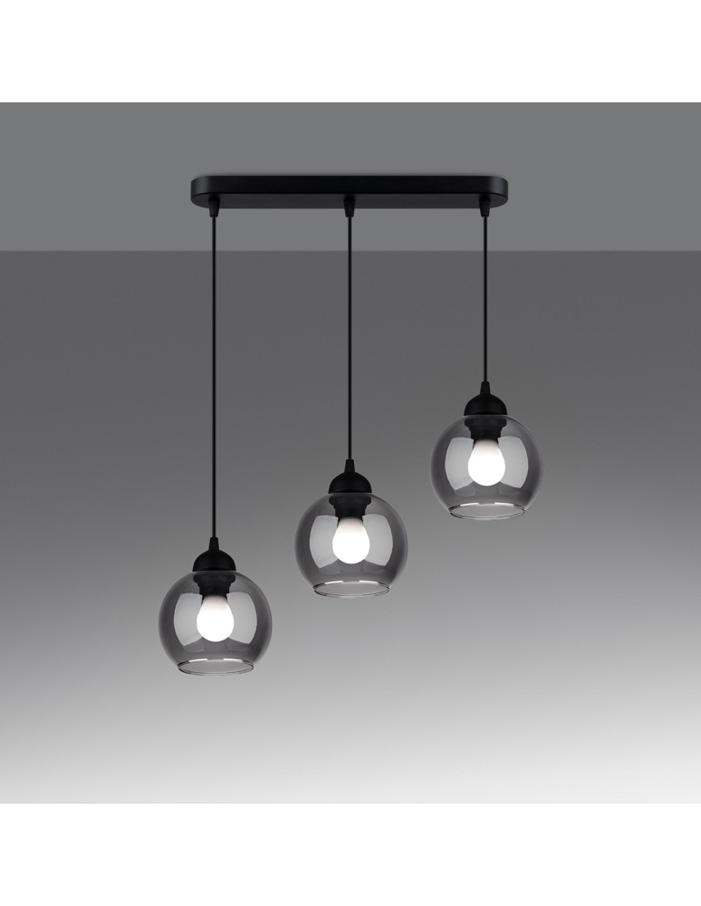 Pendant lamps on a strip - Sollux ALINO 3 pendant lamp black SL.1142 - product kolory-swiatla.pl 3