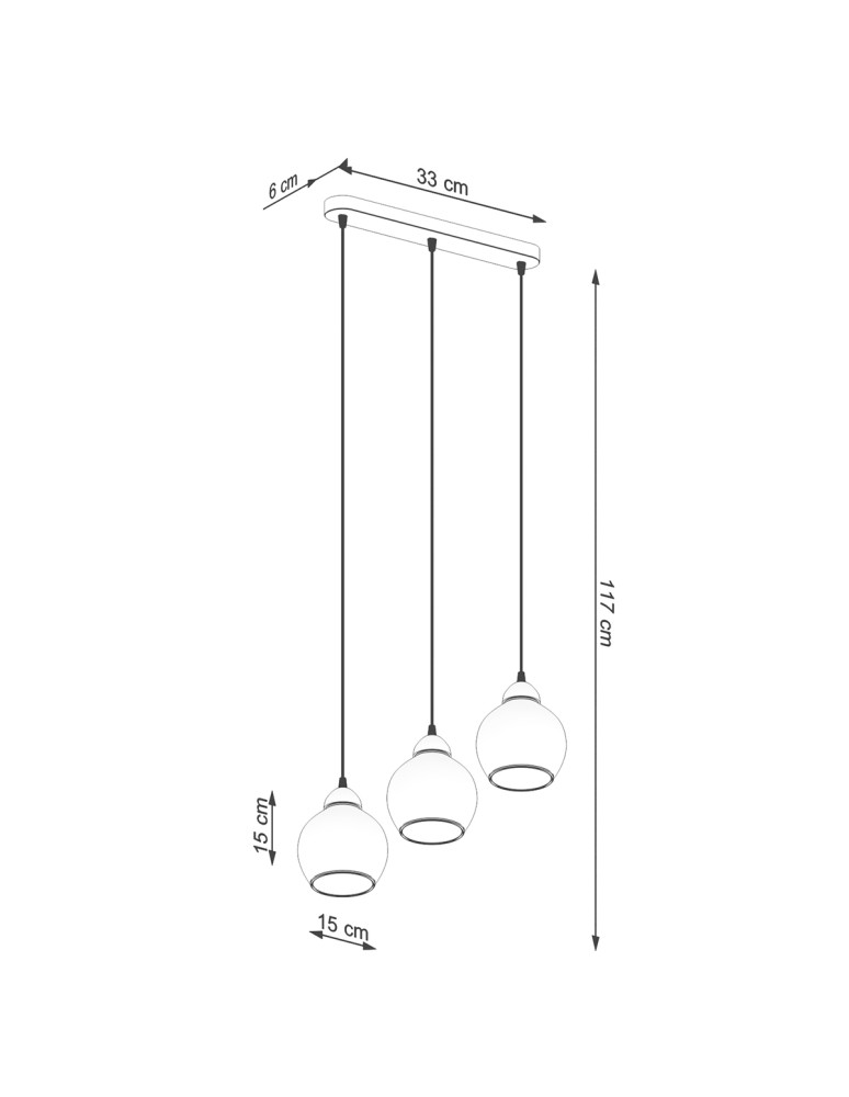 Pendant lamps on a strip - Sollux ALINO 3 pendant lamp black SL.1142 - product kolory-swiatla.pl 4