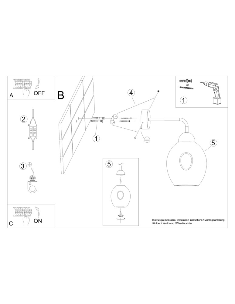 Wall lamps - Sollux Wall lamp FILLAN 1 black SL.1143 - product kolory-swiatla.pl 6