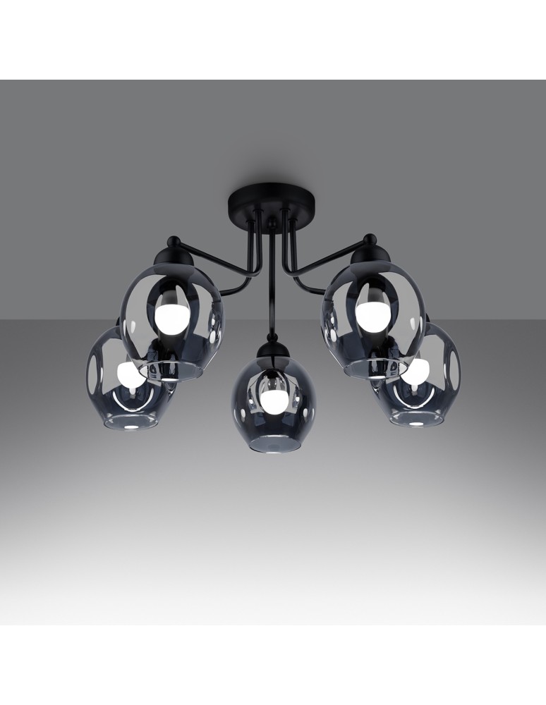 Chandeliers - Sollux Chandelier FILLAN 5 black SL.1145 - product kolory-swiatla.pl 3