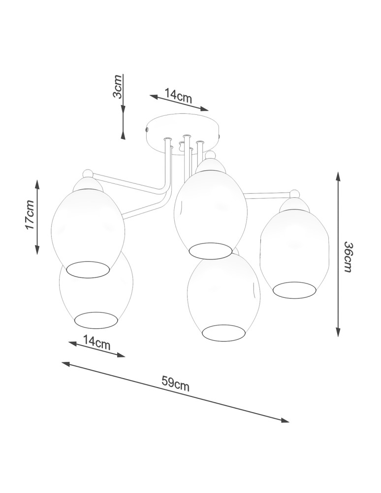 Chandeliers - Sollux Chandelier FILLAN 5 black SL.1145 - product kolory-swiatla.pl 5