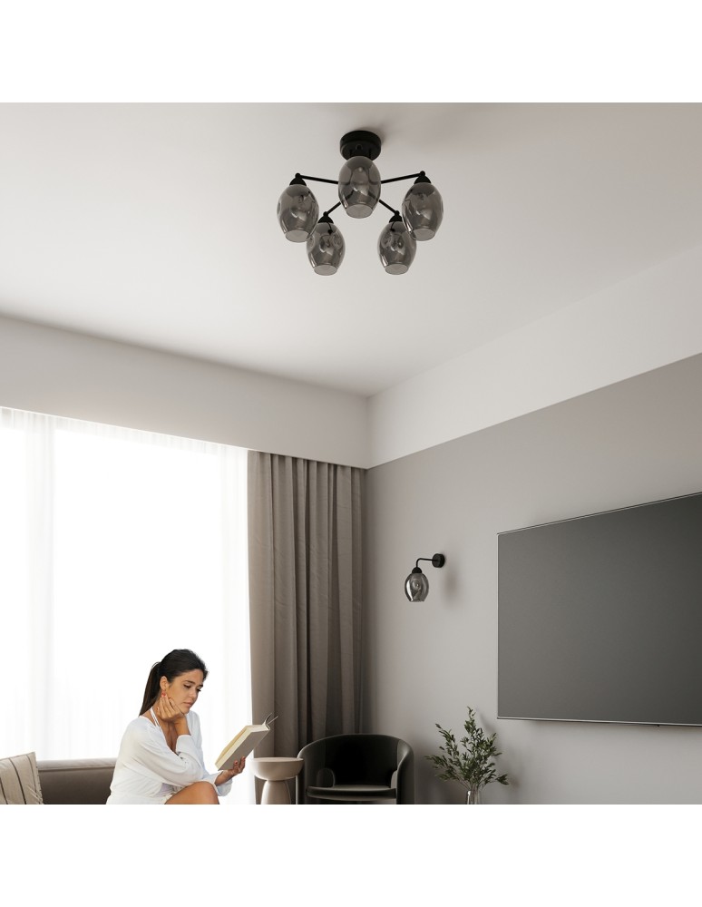 Chandeliers - Sollux Chandelier FILLAN 5 black SL.1145 - product kolory-swiatla.pl 8