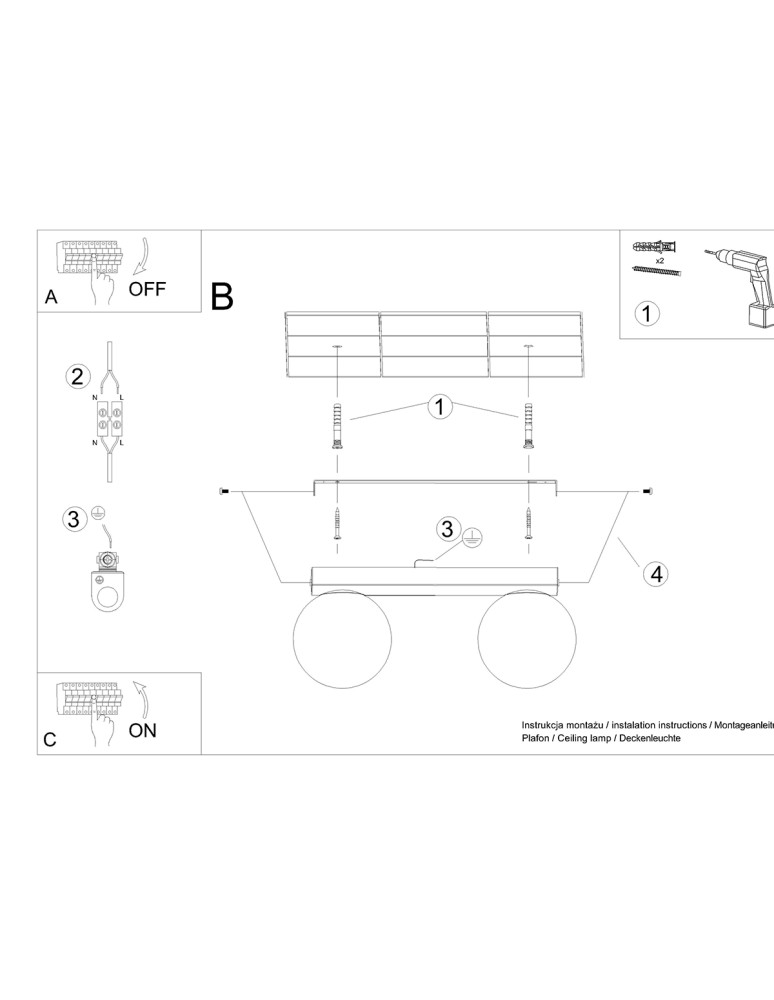 Ceiling lamps spheres - Sollux Plafond YOLI 2 white SL.1147 - product kolory-swiatla.pl 5