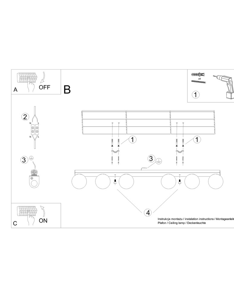 Ceiling lamps spheres - Sollux Plafond YOLI 6 white SL.1150 - product kolory-swiatla.pl 5