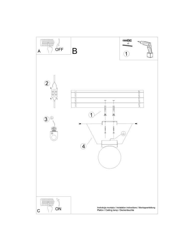 Single ceiling lamps - Sollux Plafond YOLI 1 black SL.1151 - product kolory-swiatla.pl 5