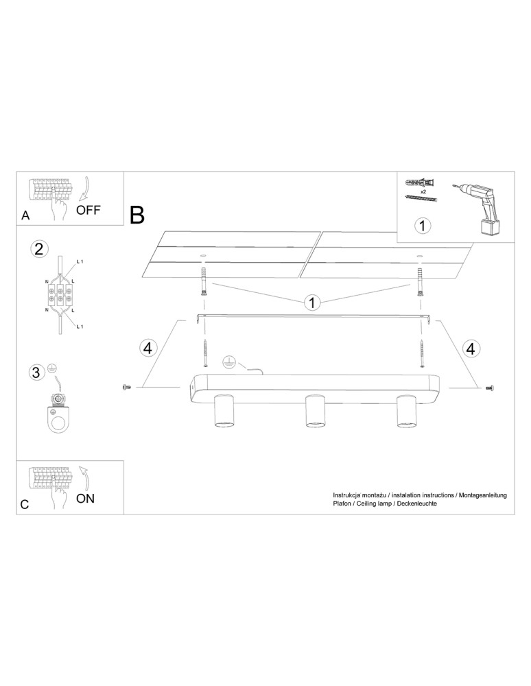 Sollux Plafon TAVO 3 SL.1158 Sollux Plafon TAVO 3 SL.1158