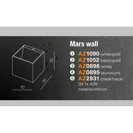 Azzardo MARS ALUMINIUM 1xG9 Wall Mounted Aluminum AZ0895