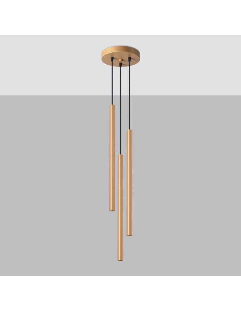 Pendant lamps - Sollux PASTELO 3P gold pendant lamp SL.1172 - product kolory-swiatla.pl 2